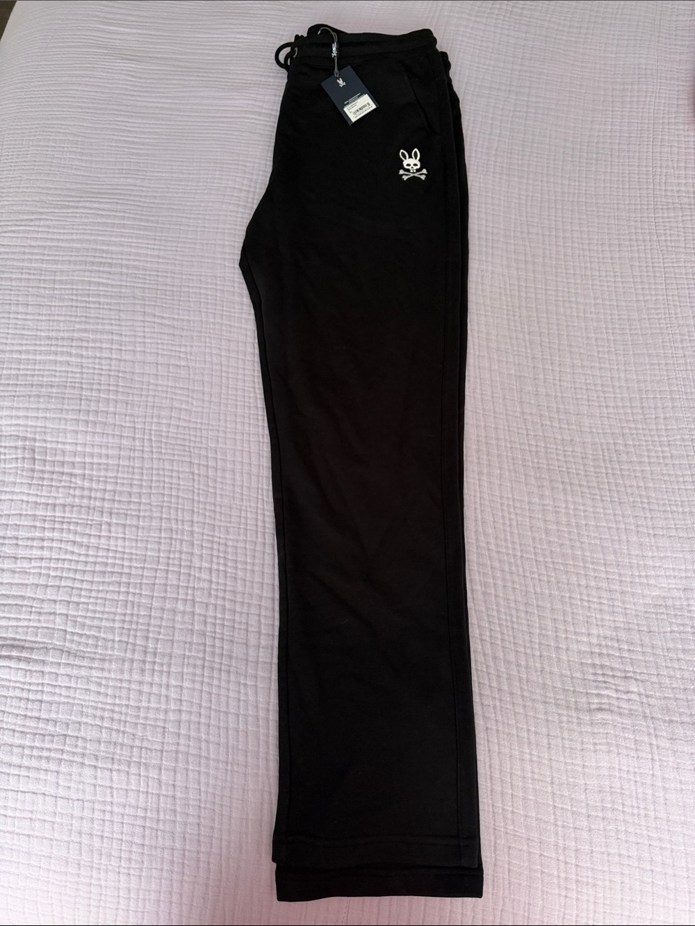 Psycho Bunny Mens Black Joggers with White Logo Size Large